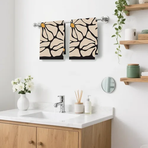 Miniatura 6 de Juego de 2 toallas de cocina abstractas bohemias florales de los años 70, toallas de mano de secado rápido para cocina, regalos para mujeres