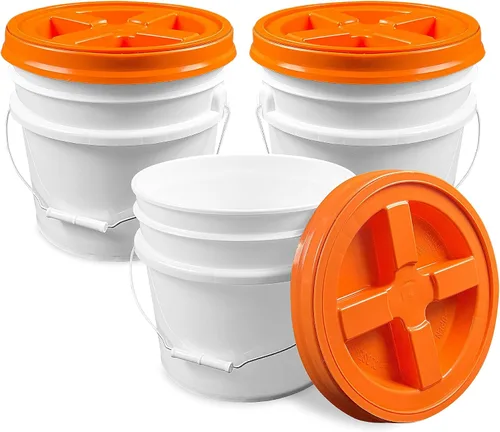 Miniatura 16 de ePackageSupply Cubo de 3.5 galones con tapa, cubo de grado alimenticio con tapa hermética de rosca con sello gamma hermético, plástico de Rojo