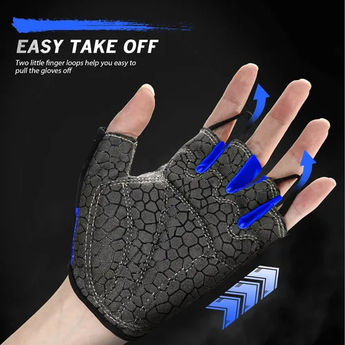 Miniatura 3 de HTZPLOO Guantes de bicicleta para hombres y mujeres con almohadilla antideslizante que absorbe los golpes, guantes de ciclismo ligeros de medio dedo