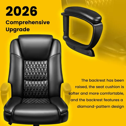 Miniatura 7 de OFIKA Silla de oficina en casa, silla grande y alta de 400 libras, diseño resistente, cojín ergonómico de respaldo alto, soporte lumbar para Negro