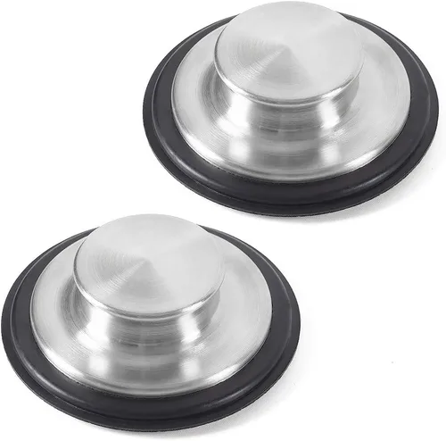 CORNERJOY Tapón para fregadero de cocina de acero inoxidable, borde ancho grande de 3.38 pulgadas de diámetro, tapón de eliminación de basura