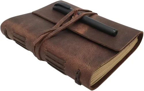 Miniatura 17 de Cuaderno de diario marrón – El mejor diario de cuero genuino fresco para escritores, tamaño A5, 6.2 x 8.5 pulgadas, bloc de notas para hombres