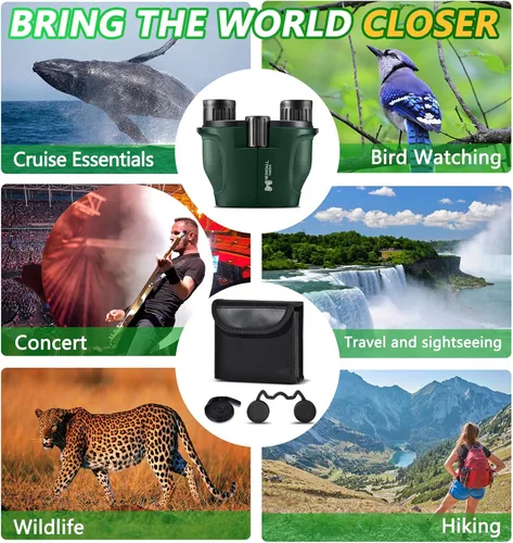 Miniatura 6 de Binoculares pequeños y compactos para adultos y niños, mini binocular de bolsillo de 20 x 25 pulgadas para observación de aves, binoculares