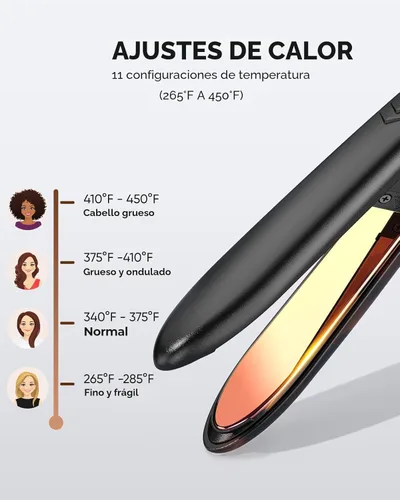 Miniatura 4 de VANESSA PRO Plancha plana para el cabello, plancha plana de titanio 100% puro para una pasada para lograr un aspecto elegante, se riza