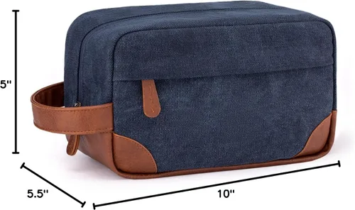 Miniatura 8 de Vorspack Neceser de viaje – Neceser colgante para hombre, resistente al agua, bolsa de afeitar de lona para viajes, Azul marino, M, Classic
