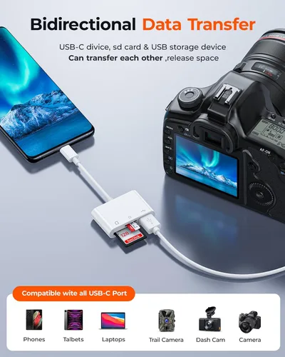 Miniatura 5 de RayCue Lector de tarjetas SD USB-C - Lector de tarjetas tipo C a SD/MicroSD para iPhone 15/iPad/Mac/Laptop, iMac/iPad Pro/Air/Mini, MacBook Pro/Air