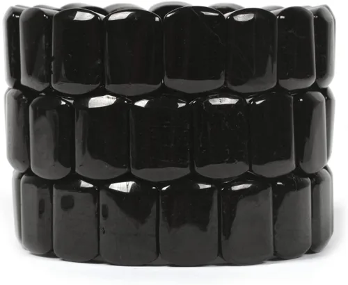 Miniatura 2 de Pulsera elástica de cuentas rectangulares de 0.472 in de piedras preciosas semipreciosas de 7 pulgadas