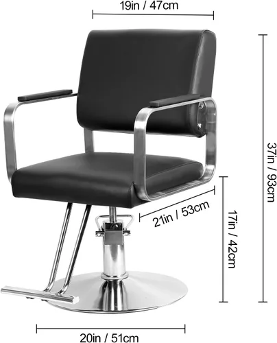 Miniatura 3 de Silla de salón de mano para estilistas, silla de peluquería hidráulica de alta resistencia con altura ajustable, giro de 360° y respaldo ergonómico