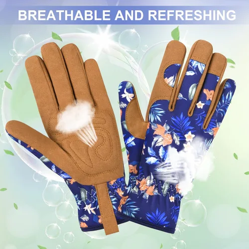 Miniatura 4 de Guantes de jardinería para mujeres, guantes de cuero para trabajo en jardín, a prueba de espinas, sin perforación, para cavar, plantar y podar