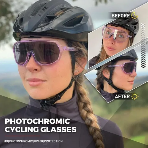 Miniatura 2 de KAPVOE Gafas de ciclismo fotocromáticas para hombres y mujeres, gafas de sol de bicicleta de montaña, gafas deportivas con protección UV Púrpura