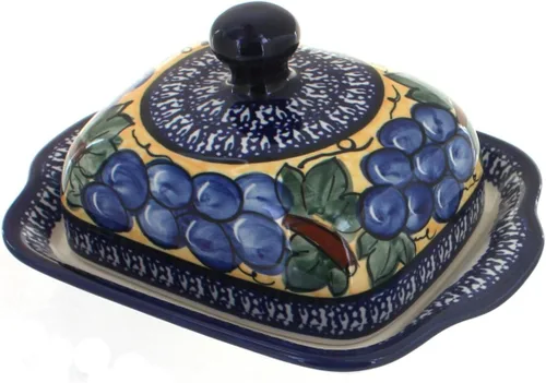 Miniatura 7 de Blue Rose Polish Pottery – Mantequillera cuadrada de tulipán azul – Se adapta a 1 barra – Mantequera para organización y almacenamiento de encimera