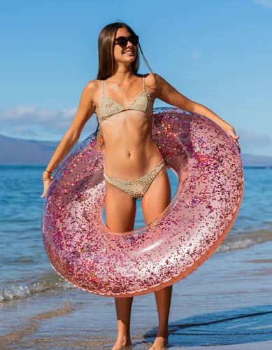 Miniatura 5 de PoolCandy Tubo de piscina jumbo, 48 pulgadas, múltiples estilos de tubo Brillo de oro rosa