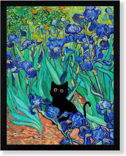 Miniatura 21 de Fantasy Artists Van Gogh - Lienzo decorativo para pared, diseño de gato negro con diseño de almendra y diseño de gato negro, pósteres de pintura al