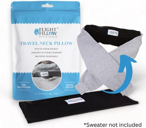Miniatura 2 de Flight Fillow Almohada de cuello rellenable para viajes, almohada de avión para vuelos largos, almohada de viaje plegable para soporte de cuello