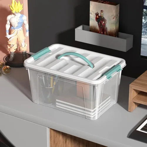 Miniatura 3 de Ramddy Paquete de 6 contenedores de almacenamiento de plástico de 14 cuartos de galón con asa, caja de contenedor transparente con pestillo