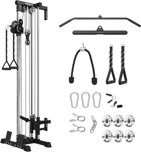 Miniatura 11 de Mikolo Wall Mount Cable Station, Cable Crossover Machine with Dual Pulley System and Adjustable Positions for Home Gym Fitness Equipment Dorado
