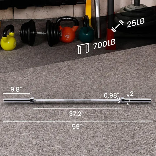 Miniatura 4 de Fitvids 2 Inch Olympic Barbell Bar, 5/6/7 Feet Bar with Collar for Home Gym Strength Training, weight lifting, Bench Press, 700 LB Capacity
