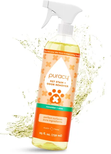 Puracy Eliminador de manchas y olores de mascotas de platino natural, eliminador profesional de olores de orina de mascotas con enzimas naturales,