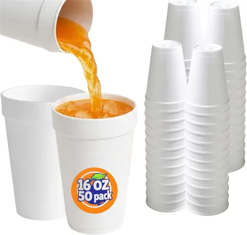 Miniatura 13 de Mr Miracle Vasos de espuma de poliestireno de 8 onzas, tazas de café desechables (paquete de 100), tazas de espuma blanca aisladas para bebidas