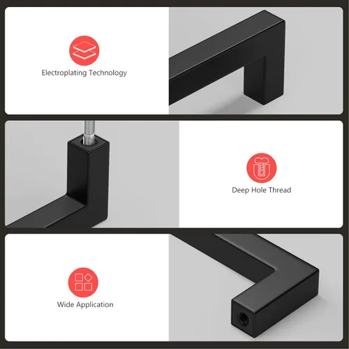 Miniatura 7 de homdiy Paquete de 1 tirador de gabinete negro mate de 3 pulgadas, manijas de cajón de acero inoxidable, manijas de cajón de acero inoxidable