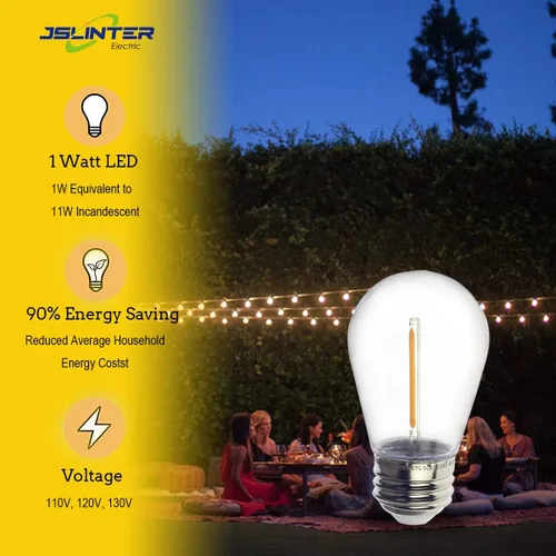 Miniatura 5 de Jslinter Bombillas LED S14 de 1 W, inastillables y resistentes al agua, 2200 K blanco cálido, equivalente a 11 W, base E26, reemplazo