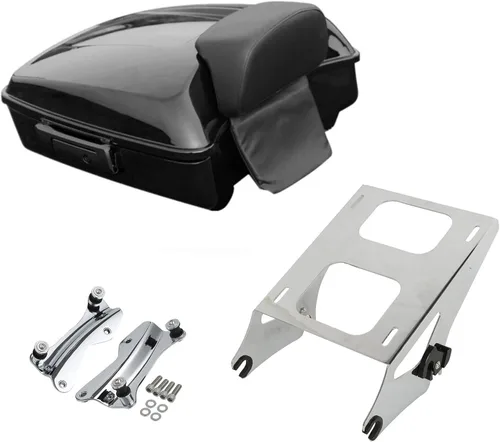 Miniatura 10 de XMT-MOTO King Tour Trunk + almohadilla de respaldo envolvente+estante de montaje negro+accesorios de acoplamiento para Harley Touring Road King Road