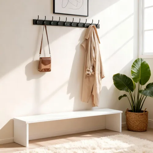 Miniatura 5 de WEBI Perchero de pared para montar en la pared, ganchos para colgar en la pared de 38 1/4" de largo, perchero de pared de bambú con gancho