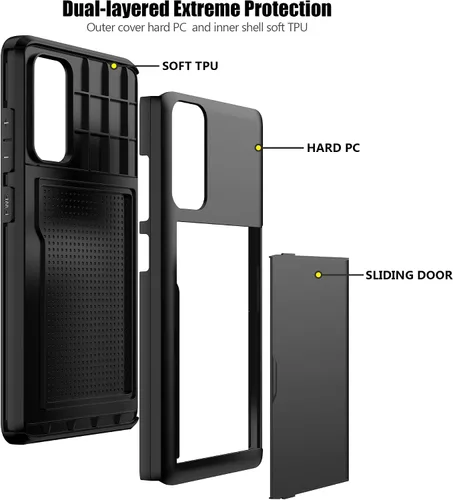Miniatura 3 de Nvollnoe Funda para Samsung S20 FE con tarjetero de doble capa de protección resistente para Galaxy S20 FE, ranura para tarjeta oculta Funda delgada
