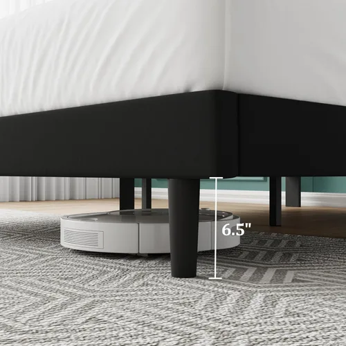 Miniatura 7 de Base de cama de plataforma de terciopelo de tamaño matrimonial con cabecera tapizada y soporte de listones resistentes, diseño con botones,