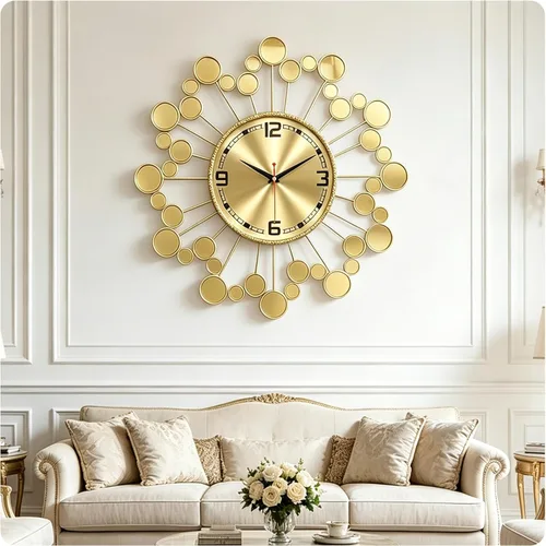 Miniatura 12 de Starburst Reloj de Pared Redondo Decorativo de 24" Silencioso Operado por Batería, Reloj de Pared Decorativo de Metal Moderno de Mediados de Siglo