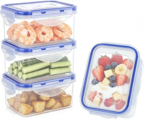 Miniatura 13 de KIGI Pequeño recipiente de plástico para almacenamiento de alimentos para aperitivos, almuerzo y preparación de comidas, sin BPA, tapas herméticas