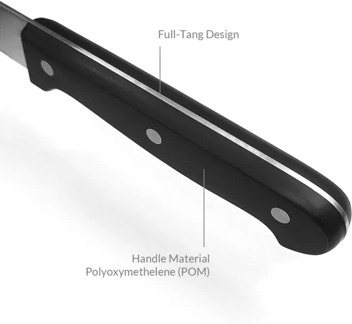Miniatura 4 de Cuchillo de pan dentado de 10 pulgadas, hoja de acero inoxidable de alta calidad con borde ondulado, mango de espiga completa, cuchillo afilado