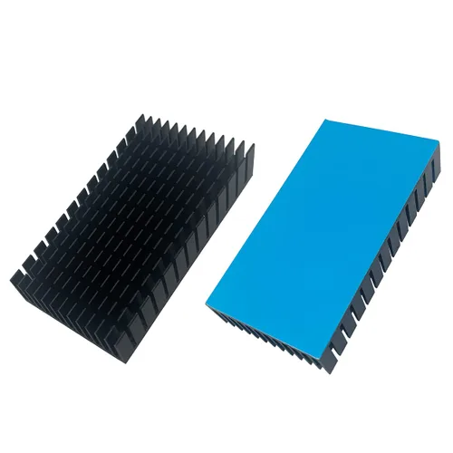 Miniatura 14 de Disipador de calor de aluminio negro con cinta adhesiva conductora térmica, enfriador de disipador de calor de 14 × 14 × 0.276 in para enfriar