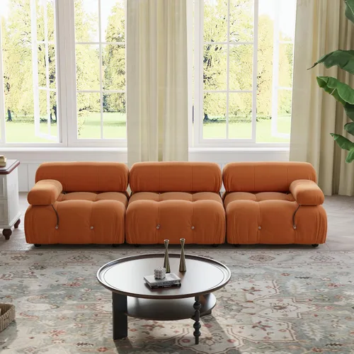 Miniatura 20 de WJShome Sofá modular modular de 103.95 pulgadas, sofá convertible de terciopelo de 3 plazas minimalista para sala de estar, sofá moderno y grande