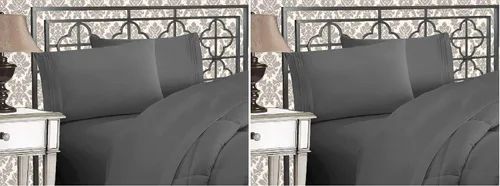 Miniatura 37 de Elegante juego de cómodas sábanas para cama de 1500 hilos resistente a arrugas y a la decoloración, calidad egipcia de lujo ultrasuave de 4 piezas