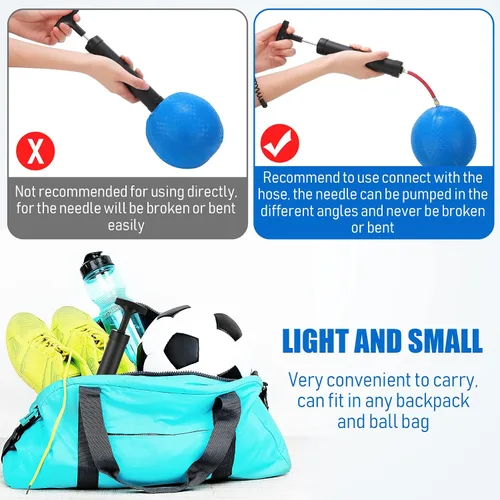 Miniatura 4 de Zhehao Kit de bomba de bola portátil de 10 pulgadas con boquilla de aguja y manguera de extensión para fútbol, fútbol, baloncesto, voleibol, globo