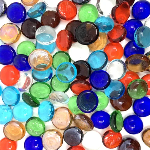 CYS EXCEL Cuentas de vidrio de colores surtidos de 5 libras para jarrones, cuentas de piedras preciosas de mármol planas, rellenos de jarrones,