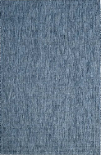 Miniatura 3 de SAFAVIEH Alfombra lavable para exteriores, colección Courtyard - 6'7" x 9'6", azul marino, no desprende pelusa y fácil limpieza, ideal para patio