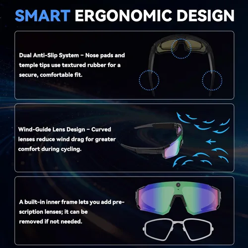 Miniatura 8 de Gafas de cámara AI Pro de 32 MP – Gafas de grabación con estabilización EIS de 6 ejes, asistente de voz ChatGPT, impermeable IP56, cancelación