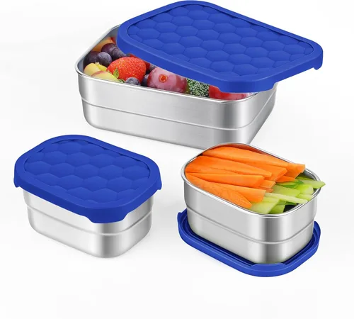 Miniatura 13 de Tanjiae Recipientes Pequeños de Acero Inoxidable para Almuerzo para Niños A Prueba de Fugas Sin BPA Recipientes para Aperitivos con Tapas