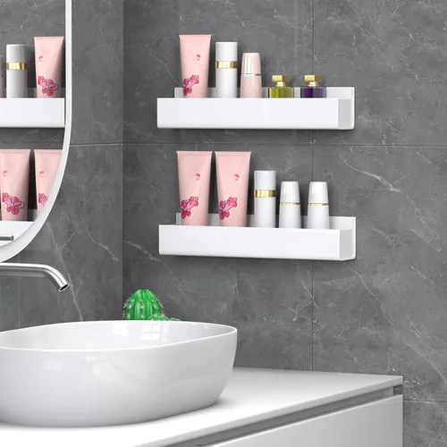 Miniatura 5 de PMMASTO Organizador de especias acrílico adhesivo para pared con cinta nano de doble cara, organización de estante de especias para puerta de Blanco