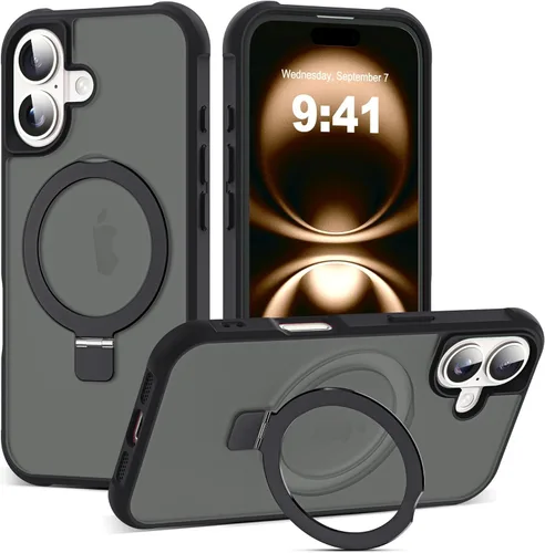 Miniatura 25 de SKYLMW – Funda compatible con iPhone 12 Pro Max y iPhone 13 Pro Max con soporte magnético invisible tipo anillo, fundas translúcidas para teléfonos