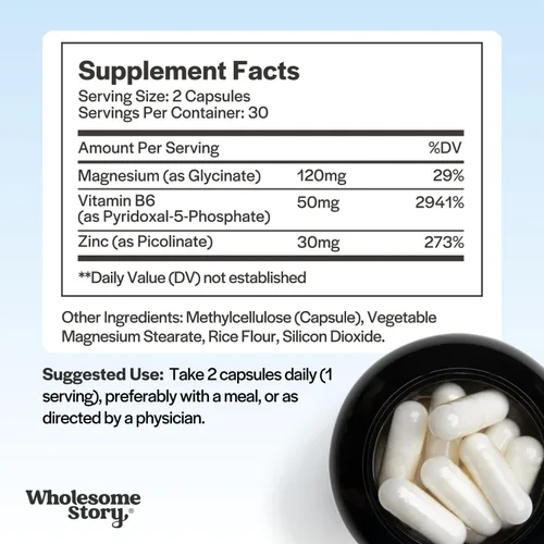 Miniatura 4 de Picolinato de zinc, suplementos de glicinato de magnesio con vitamina B6 P5P Vitamina de magnesio y zinc Salud reproductiva y de fertilidad