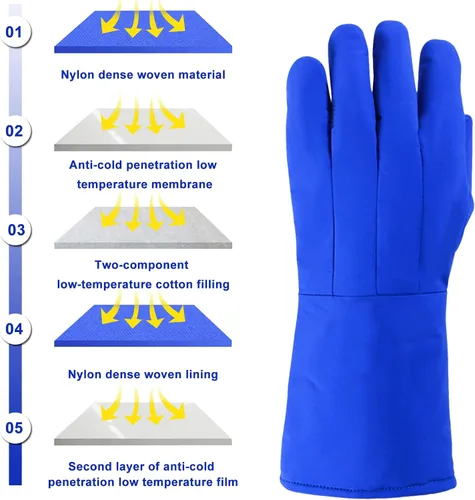 Miniatura 6 de Guantes criogénicos impermeables Guantes de piel de vaca de protección de baja temperatura para almacenamiento en frío de nitrógeno líquido de hielo