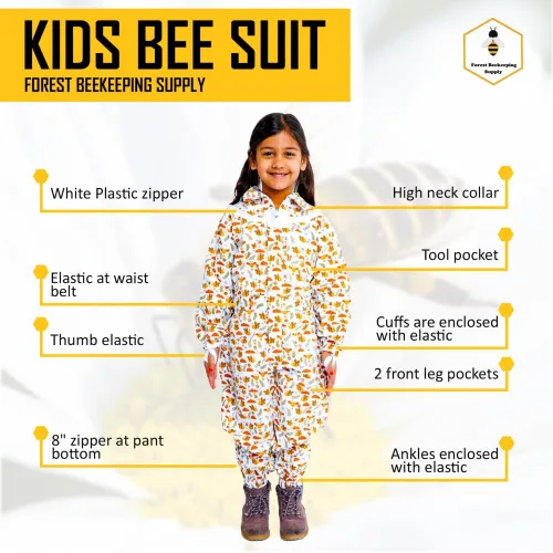 Miniatura 4 de Traje de abeja de cuerpo completo para niños. sarga de algodón suave para la piel de los niños toba a las picaduras de abeja con velo Chaqueta sin