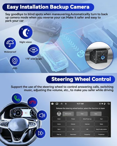 Miniatura 6 de CAMECHO 8 Core 6+128G Android 15 Estéreo de coche para Hyundai Elantra 2016 2017 2018, 9 pulgadas IPS 2.5D Radio de coche con Carplay inalámbrico