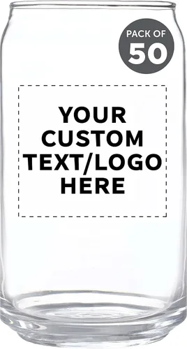 Miniatura 10 de Juego de 10 vasos de lata de cerveza personalizados, 16 onzas, tamaño de pinta, texto promocional, logotipo, forma de lata de soda, cristalería