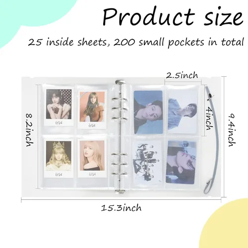 Miniatura 4 de Kpop - Carpeta para tarjetas fotográficas, tamaño A5, con 6 páginas protectoras de tarjetas de anillo, carpeta pequeña para álbumes de tarjetas