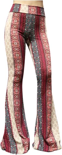 Miniatura 107 de ShopMyTrend - Pantalones de yoga largos con piernas anchas y acampanadas estilo palazzo, con cintura alta, para mujer