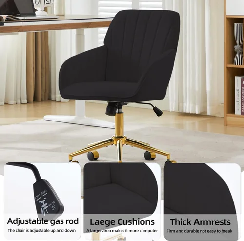 Miniatura 7 de Silla de escritorio de terciopelo para oficina en casa, moderna y bonita silla de trabajo para computadora con respaldo, silla de tocador tapizada